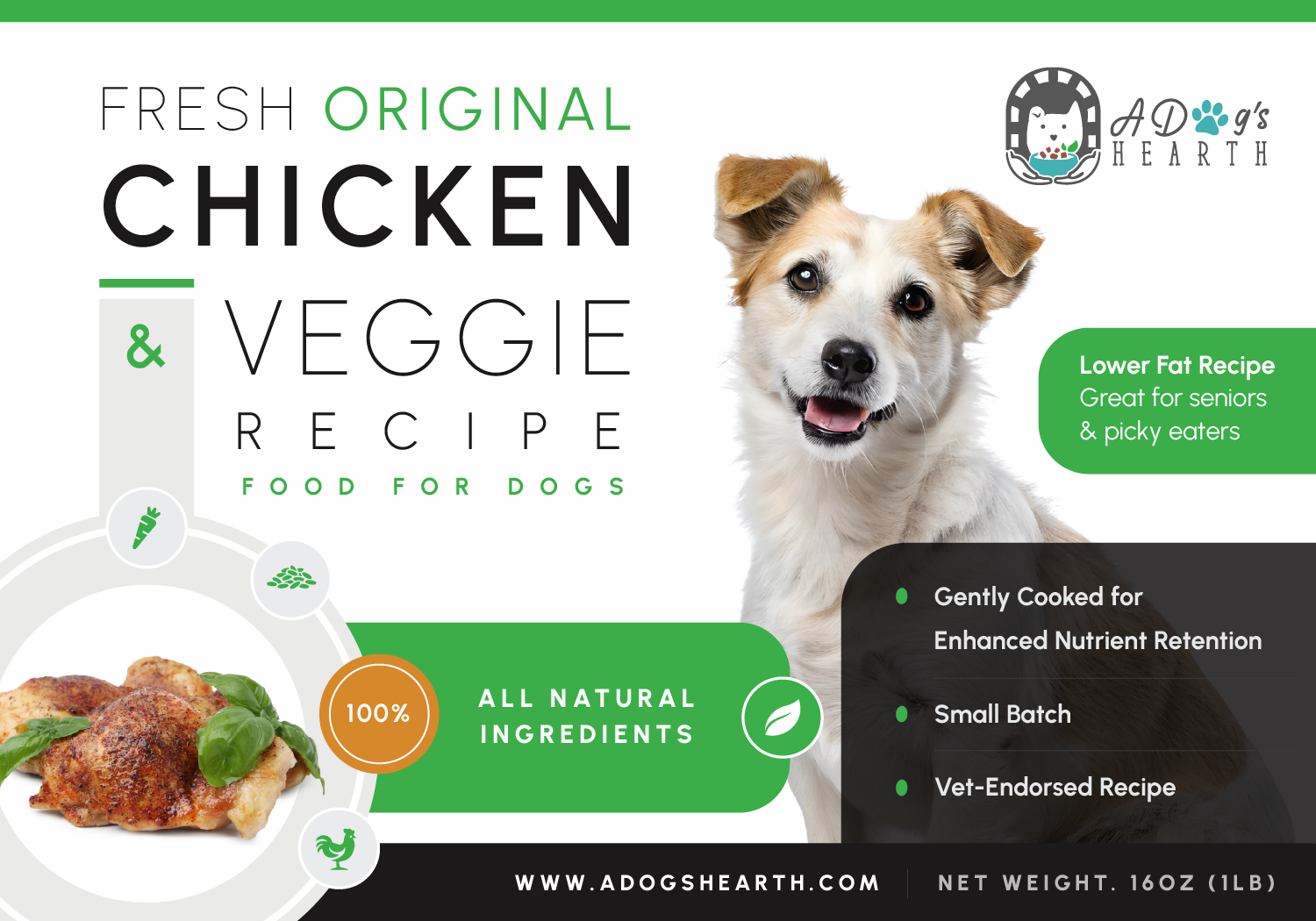 Fresh Original Chicken and Veggie Recipe label
