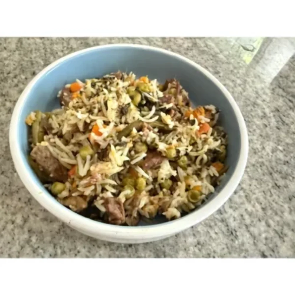 Fresh Lamb and Veggie recipe close up